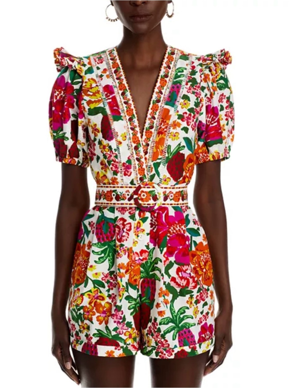 NWT FARM Rio Flowerful Sleeve Floral Romper Off White XXS - Picture 6 of 9
